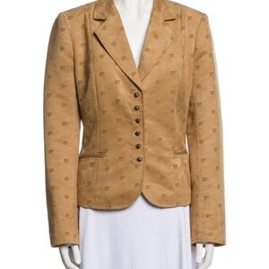 Vintage Pierre Cardin Tan Faux Suede Novelty Logo Jacket Blazer